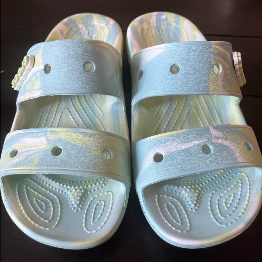 CROCS Blue and Yellow Sandals with Adjustable Straps